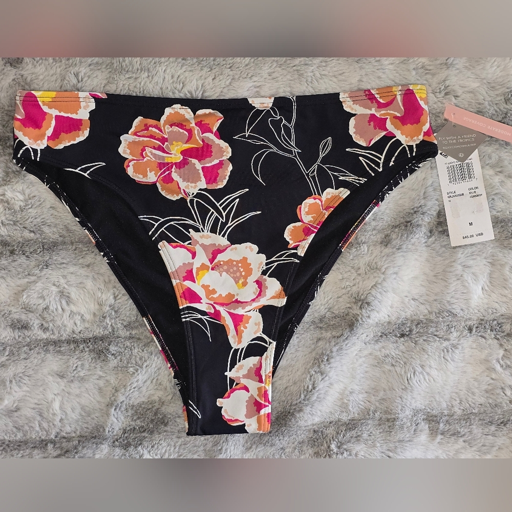 NWT Roxy High Waisted Floral Bikini Bottoms Size MD